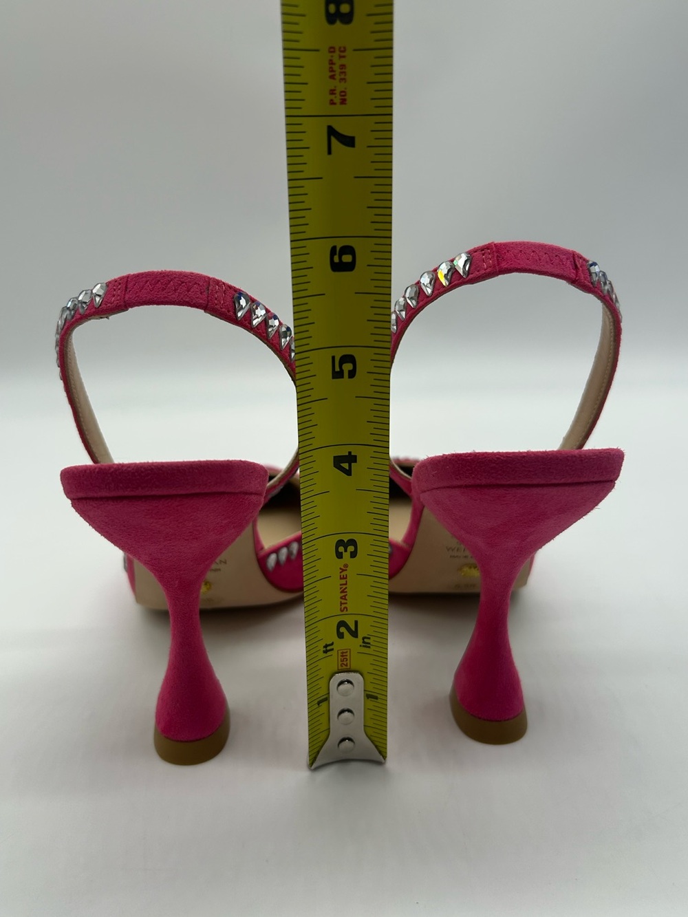 Stuart Weitzman Sleek Hot Pink Crystal Suede Slingback Pumps Size 6.5B NWB - Picture 8 of 15